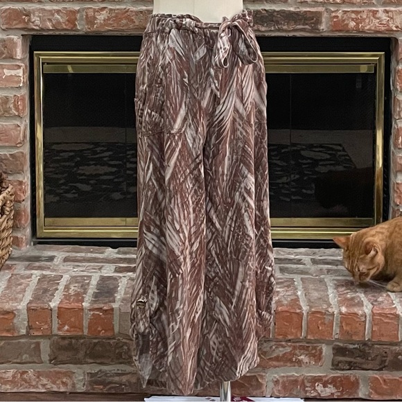 Democracy brown and cream printed drawstring pants / 0 / Excellent condition - Picture 3 of 16